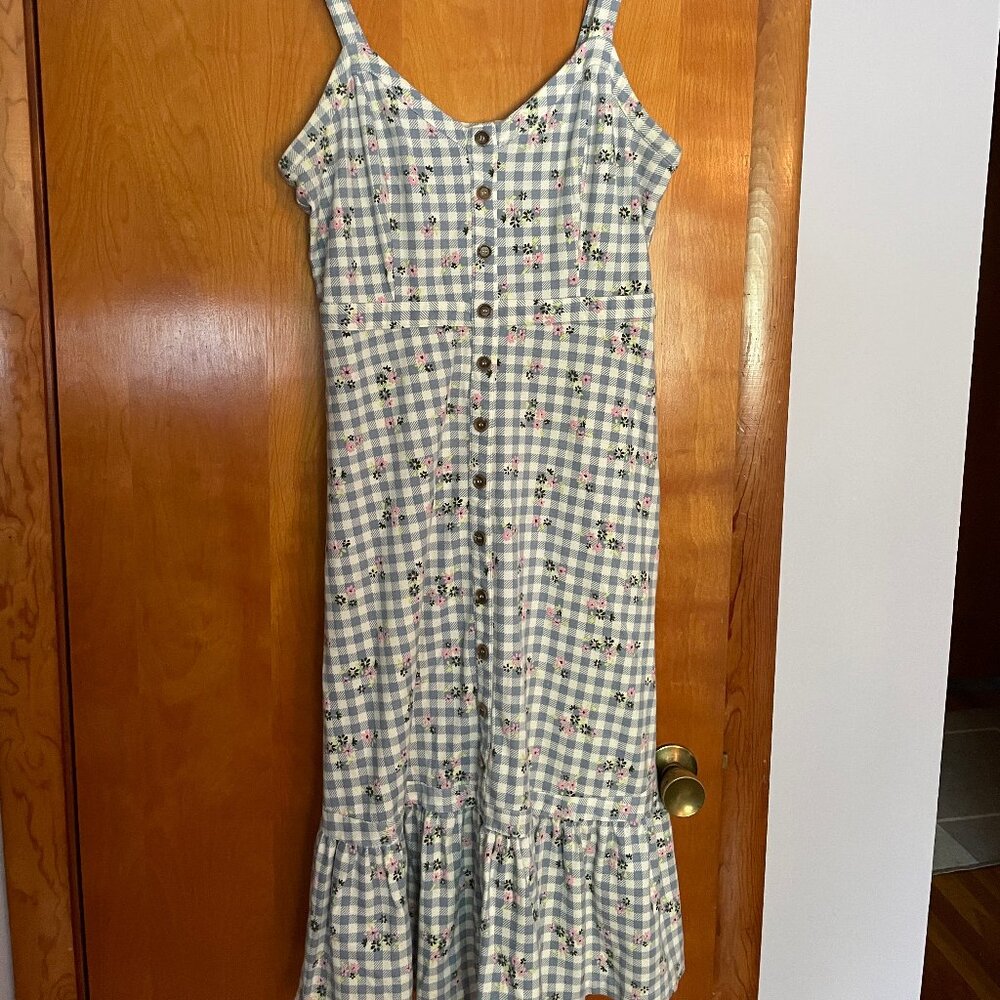 Modcloth gingham and floral midi dress